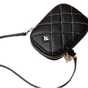 Genuine leather quilted crossbody purse